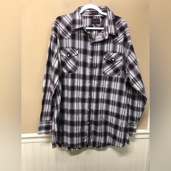 Plains Western Wear Tall Man Mens Pearl Snap Button Front Shirt SIze 2XLT - Picture 1 of 5
